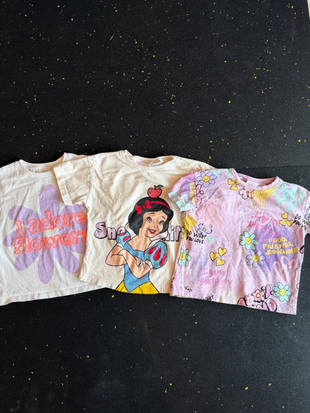Zara White & Pastel Floral Kids Tee Trio